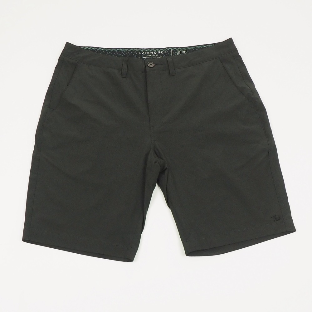 7 Diamonds Momentum Performance Hybrid Chino Shorts Mens 34 Black Flat Golf